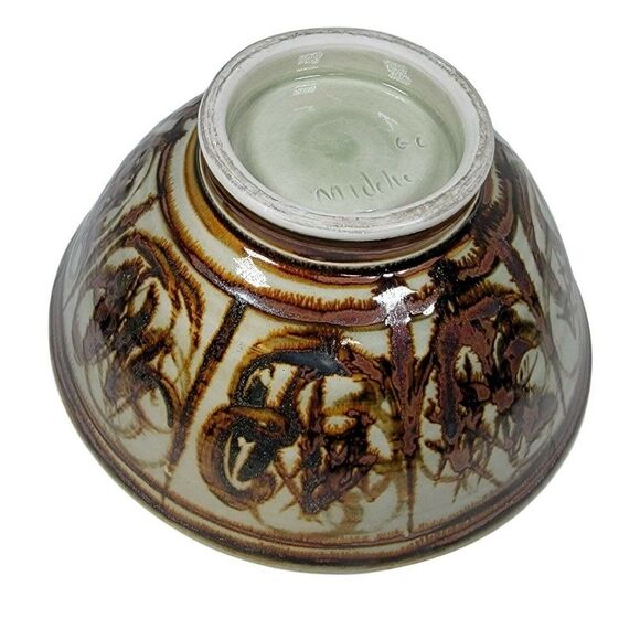 Louis Mideke Studio Pottery Northwest Oriental Asian Inspired Abstract Art Bowl - Picture 2 of 7